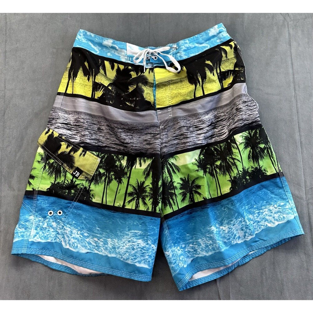 Joe Boxer Hawaiian Swim Board Shorts Trunks Y2K Mens Large Tropical Lined Summer